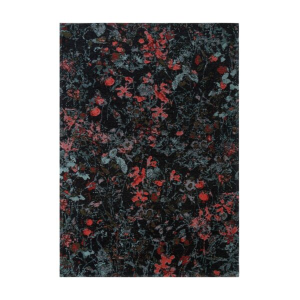 Dywan łatwoczyszczący czarny kolorowe kwiaty Secret 160 x 230 cm