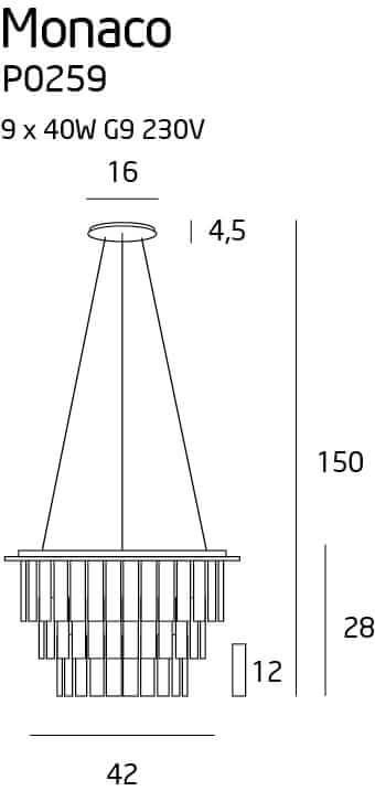 Lampa wisząca MONACO CHROM 42 cm
