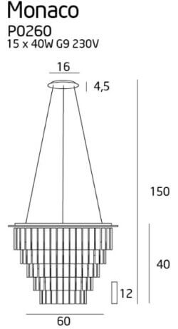 Lampa wisząca MONACO CHROM 60cm