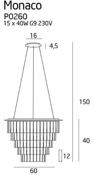 Lampa wisząca MONACO CHROM 60cm