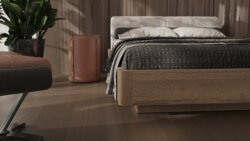 VILO  łóżko z drewna z tapicerowanym wezgłowiem OSSKA DESIGN