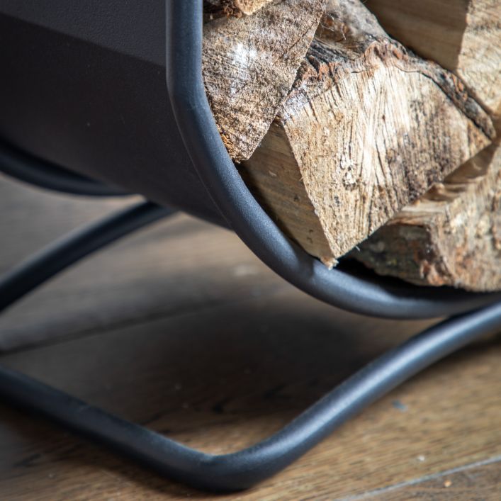 Ekskluzywny stojak na drewno BRONTE czarny 40 cm